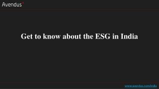 Get to know about the ESG in India