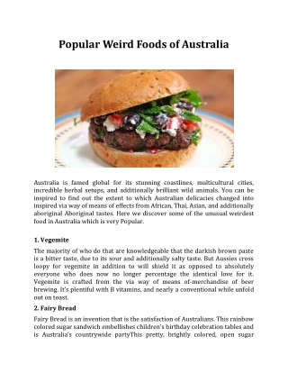 Popular Weird Foods of Australia