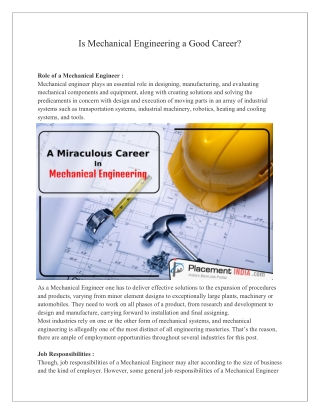 Is Mechanical Engineering a good career