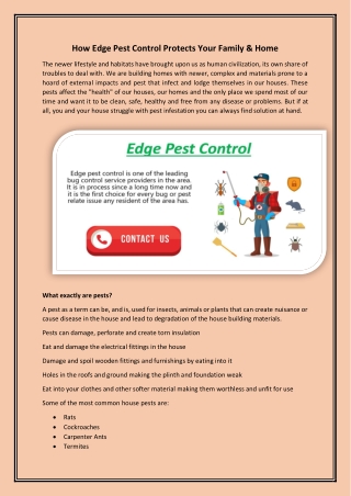 Contact us at Edge Pest Control Services To meet experts