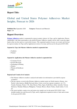 Polymer Adhesives Market Insights, Forecast to 2026