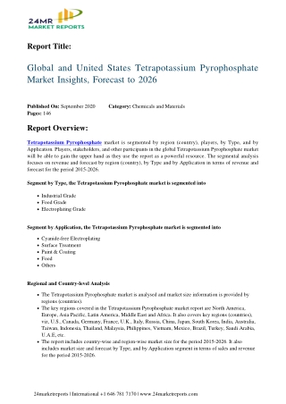 Tetrapotassium Pyrophosphate Market Insights, Forecast to 2026