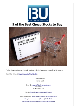 9 of the Best Cheap Stocks to Buy