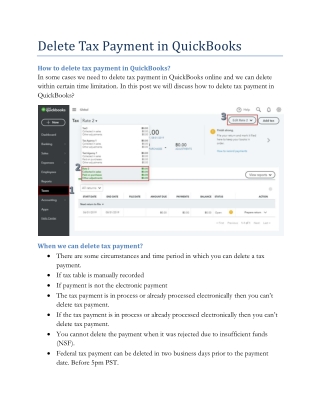 Delete Tax Payment in QuickBooks