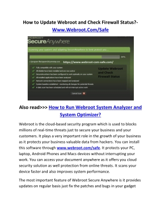 How to Update Webroot and Check Firewall Status?- Www.Webroot.Com/Safe