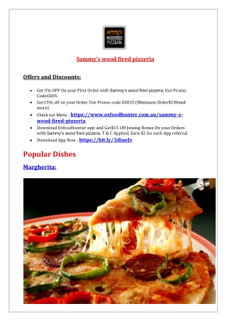 5% Off - Sammy's Wood Fired Pizzeria Menu - Pakenham Takeaway, VIC