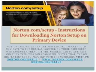 Norton.com/setup - Instructions for Downloading Norton Setup on Primary Device