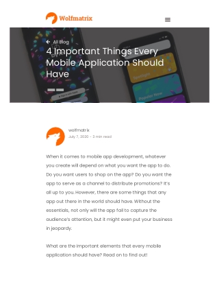 4 Important Things Every Mobile Application Should Have