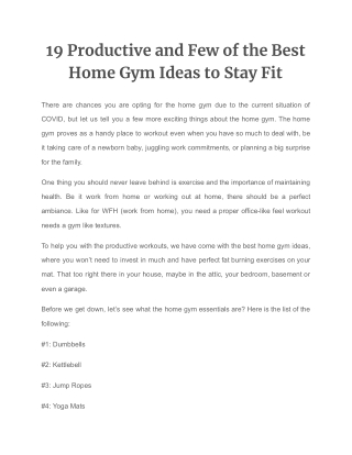 Best Home Gym Ideas to Stay Fit