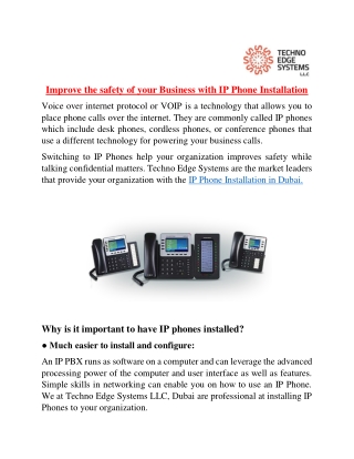 Improve the Safety of your Business With IP Phone Installation