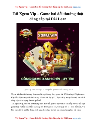 Tải Xgem Vip – Game bài đổi thưởng thật đẳng cấp tại Đài Loan