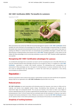 What is ISO 14001 Certification (EMS). how to beneficial for customers?