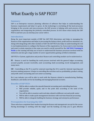What Exactly is SAP FICO?