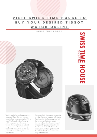 Visit Swiss Time House to Buy Your Desired Tissot Watch Online