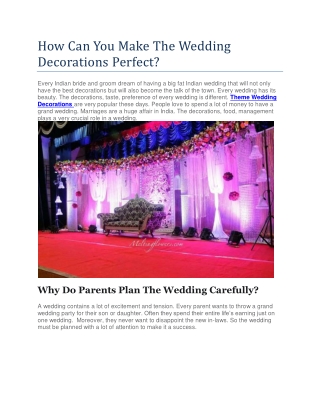 How Can You Make The Wedding Decorations Perfect?