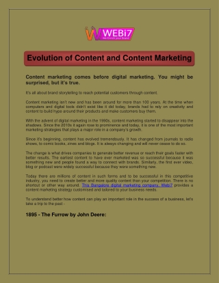Evolution of Content and Content Marketing