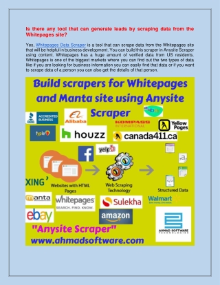 Build scrapers for Whitepages and Manta site using Anysite Scraper