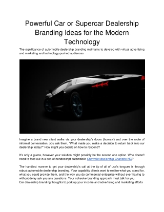 Powerful Car or Supercar Dealership Branding Ideas for the Modern Technology