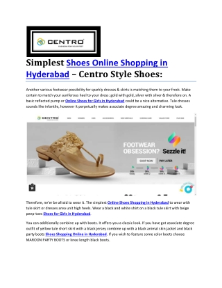 Simplest Shoes Online Shopping in Hyderabad – Centro Style Shoes: