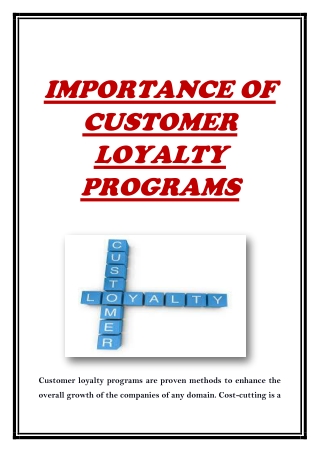 IMPORTANCE OF CUSTOMER LOYALTY PROGRAMS