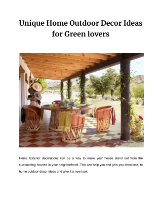 Unique Home Outdoor Decor Ideas for Green lovers