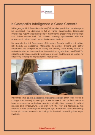 Is Geospatial Intelligence a Good Career?