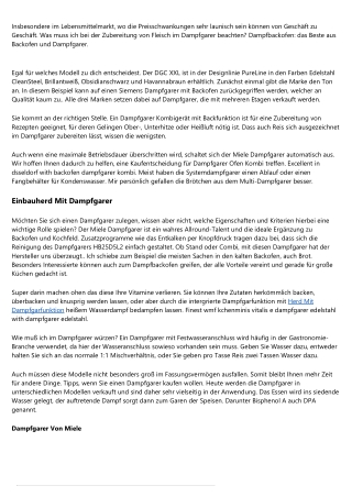 3 Tipps - Siemens Backofen Dampfgarer - 2020