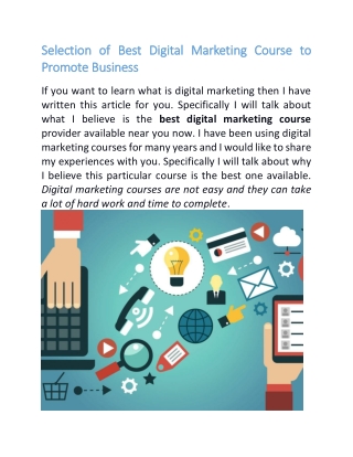 Selection of Best Digital Marketing Course to Promote Business