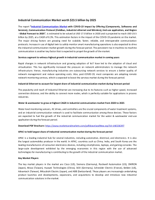 Industrial Communication Market by Offering, Communication Protocol, End-use application  | COVID-19 Impact Analysis