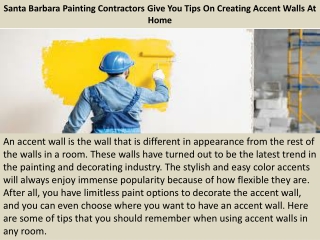 Santa Barbara Painting Contractors Give You Tips On Creating Accent Walls At Home