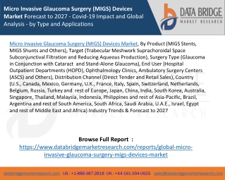 Micro Invasive Glaucoma Surgery (MIGS) Devices Market Forecast to 2027 - Covid-19 Impact and Global Analysis - by Type a