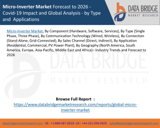 Micro-Inverter Market Forecast to 2026 - Covid-19 Impact and Global Analysis - by Type and  Applications