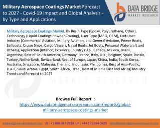 Military Aerospace Coatings Market Forecast to 2027 - Covid-19 Impact and Global Analysis - by Type and Applications
