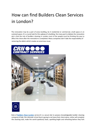 Builders Clean London | Crncontractservices.co.uk