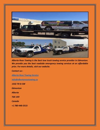 Cheap Tow Truck Service In Edmonton | Albertarosetowing.ca