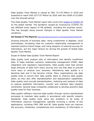 Data Quality Tools Market 2020: Global Key Players, Trends, Share, Industry Size, Segmentation, Opportunities, Forecast