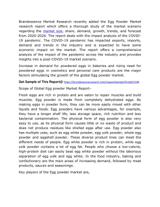 Egg Powder Market 2020: Global Key Players, Trends, Share, Industry Size, Segmentation, Opportunities, Forecast To 2025