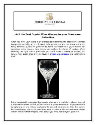 Add the Best Crystal Wine Glasses to your Glassware Collection