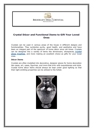Crystal Décor and Functional Items to Gift Your Loved Ones