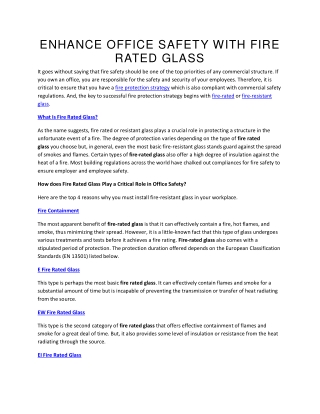 ENHANCE OFFICE SAFETY WITH FIRE RATED GLASS