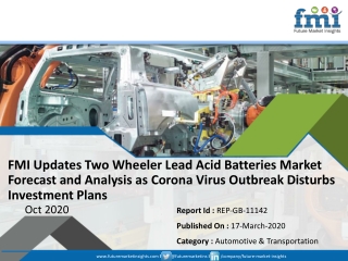FMI Updates  Two Wheeler Lead Acid Batteries Market Forecast and Analysis as Corona Virus Outbreak Disturbs Investment P