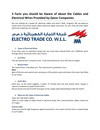 Cables and Wires Qatar