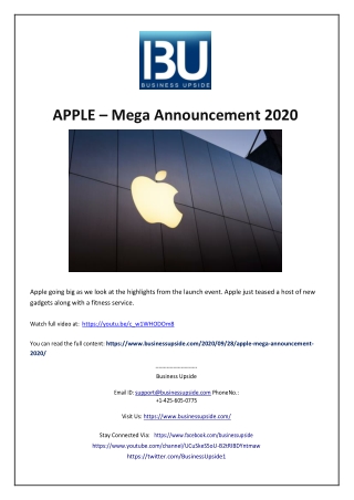 APPLE – Mega Announcement 2020