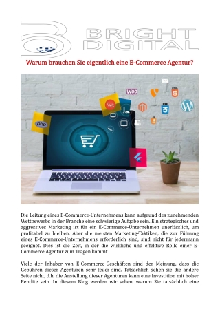 Warum brauchen Sie eigentlich eine E-Commerce Agentur?