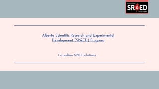 Alberta Scientific Research and Experimental Development (SR&ED) Program – Canadian SRED