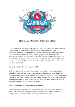 Tips to Use a Coin Car Wash like a PRO!