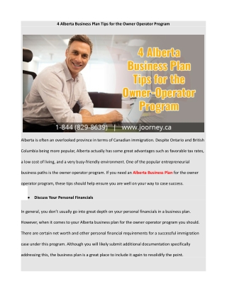 4 Alberta Business Plan Tips for the Owner Operator Program