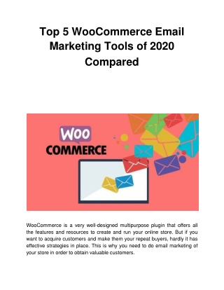 Top 5 WooCommerce Email Marketing Tools of 2020 Compared