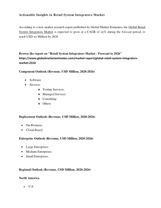 Global Retail System Integrators Market Size, Trends & Analysis with COVID-19 Impact - Forecasts To 2026
