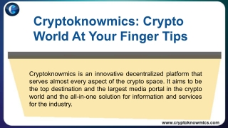 Cryptoknowmics: Crypto World At Your Finger Tips
